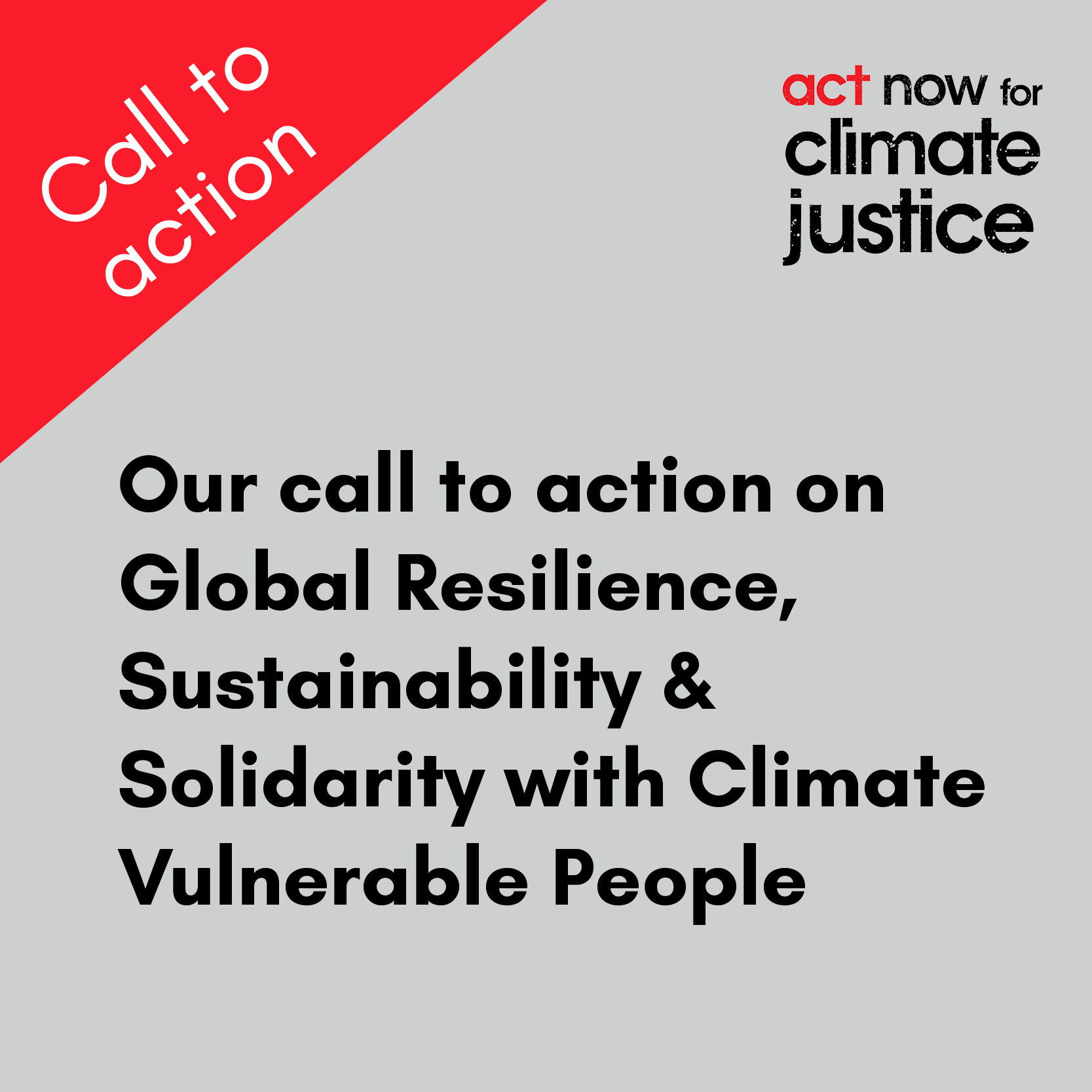 Our call to action on Global Resilience, Sustainability & Solidarity with Climate Vulnerable People