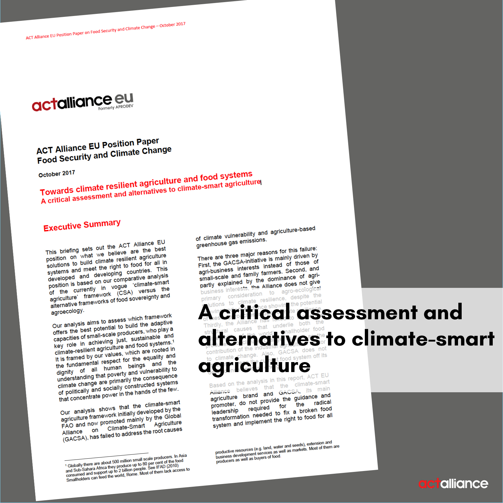 ACT Alliance EU Position Paper on Food Security and Climate Change
