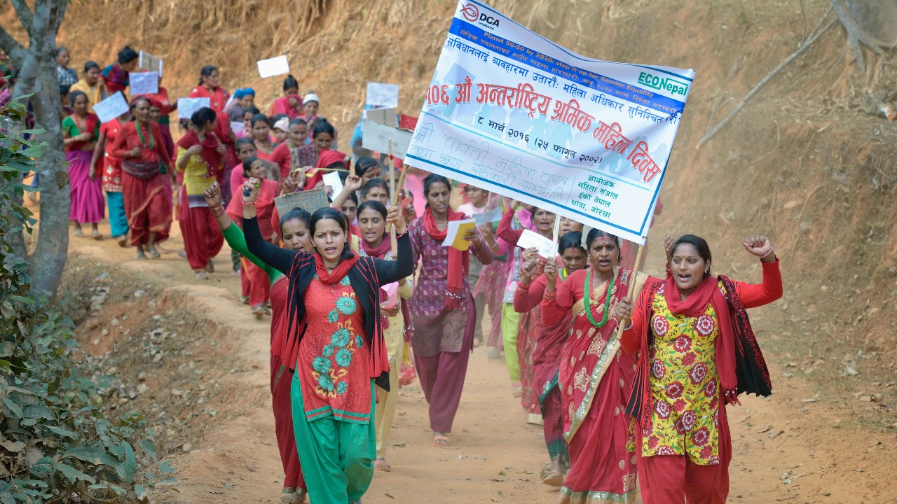 women in Nepal marching for women's rights. Photo: Paul Jeffrey/ACT