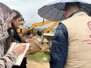 GOPA-DERD's team emergency response by distributing food items, winterization kits and medicine to those affected by the earthquake in Aleppo, Hama and Latakia. Photo: GOPA-DERD